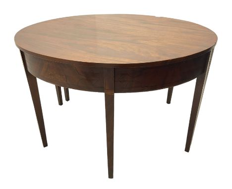 Pair of Regency mahogany D-end console tables, on square tapering supportsDimensions: Height:&nbsp;74cm&nbsp; Length/Width:&n