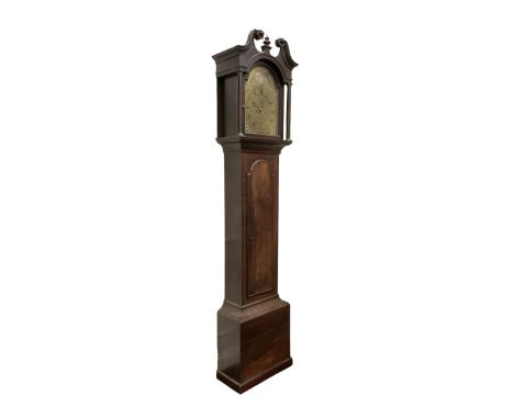 Joseph Wood of Scarborough - Late 18th century mahogany cased 8 day longcase clock c1780 with a swans neck pediment and carve