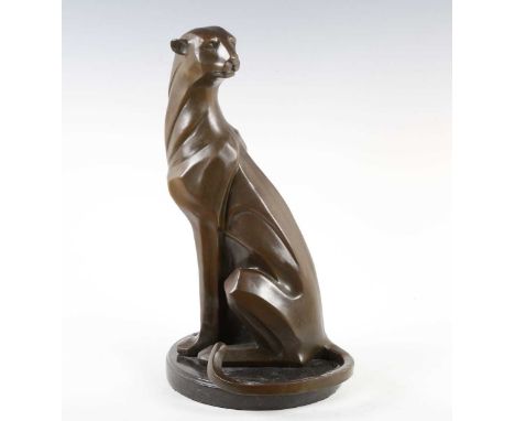 H. Moore - a modern cast bronzed resin model of a cheetah, bearing cast signature, height 44cm.