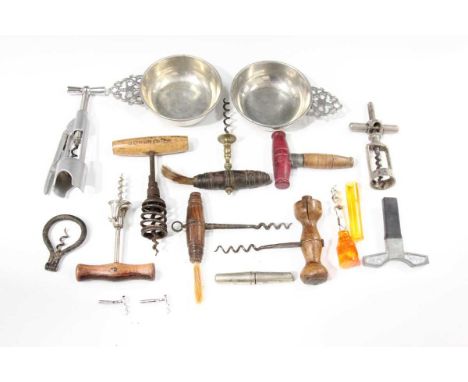 A selection of corkscrews, including an O.H.B. Special Scotch Whisky advertising corkscrew, other crossbar corkscrews and a s