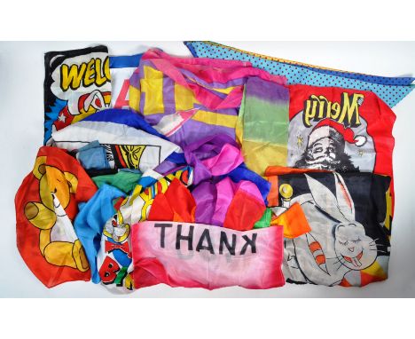 Magic Tricks - a large collection of approx x25 original vintage 1960s / 1970s magician's silk handkerchiefs. Various designs
