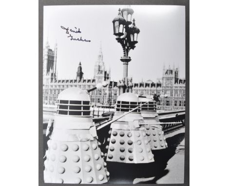 David Graham - Doctor Who Voice Actor (Daleks) - an autographed 8x10" black and white photograph depicting The Daleks in Lond