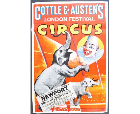Cottle &amp; Austen's Circus - 1970s - an original vintage promotional advertising poster for ' Cottle And Austen's London Fe