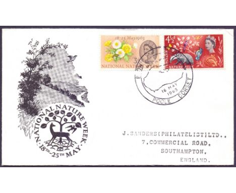 FIRST DAY COVER : 1963 Nature PHOSPHOR illustrated FDC, cancelled by the scarce BROWSEA ISLAND special handstamp £140