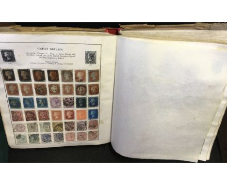 STAMPS : Old Stanley Gibbons World Album First Edition. Well stocked mint and used, Australia 1937 5/- and 10/- mint, China m