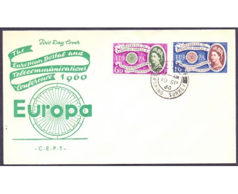 FIRST DAY COVER : 1960 Europa on illustrated non-addressed cover cancelled by Woking CDS 19th Sept 1960