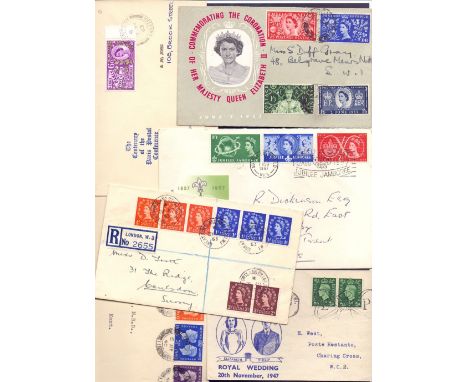 GREAT BRITAIN POSTAL HISTORY : Batch of mainly pre-decimal covers, many of which are First Day Covers, plus a few modern FDC'