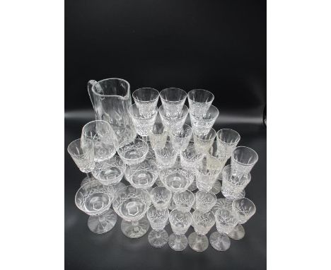 Waterford Crystal Lismore pattern table glassware to include, eight sherry glasses eight liqueur, six wine, six small saucers