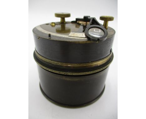 A Adie and Wedderbern.  Edinburgh brass cased sighting compass with a detachable lid enclosing a hinged lens 