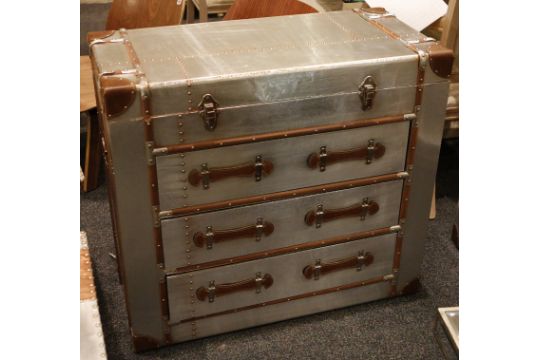 An Aluminium Aviation Chest Of Drawers Housing A Foot Locker