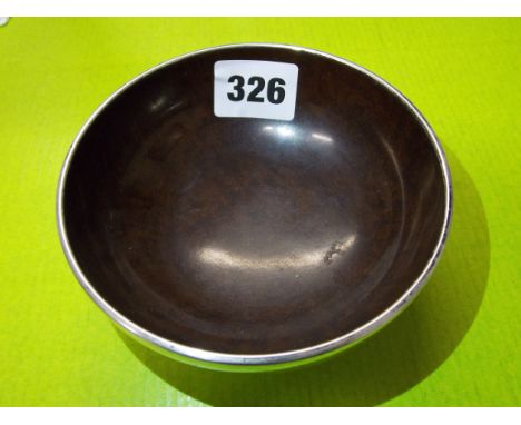 BIRMINGHAM SILVER AND BAKELITE SUCRIER BOWL-ENGRAVED ANN