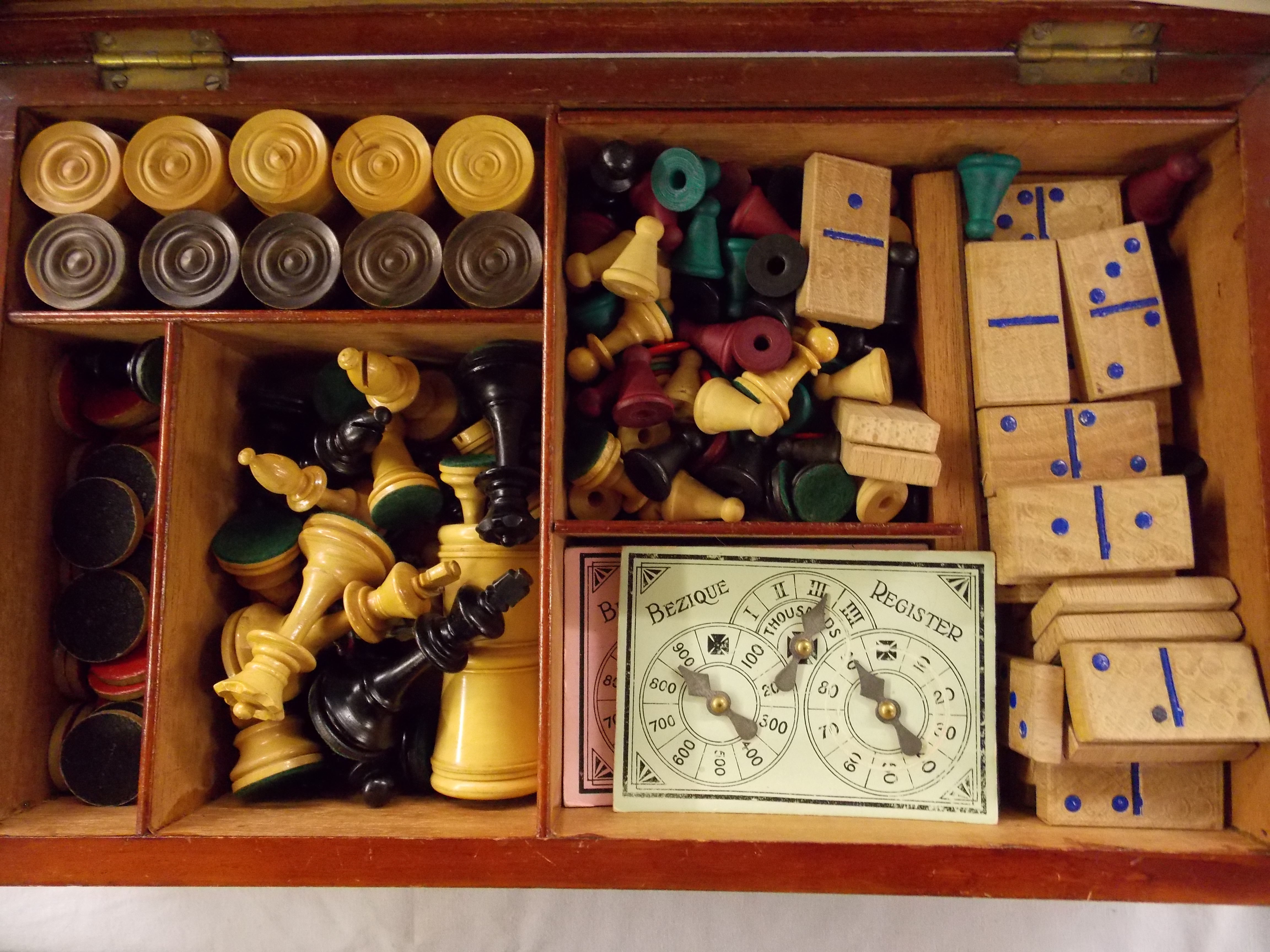 MAHOGANY BOXED COMPENDIUM OF GAMES BY F H AYRES LTD LONDON