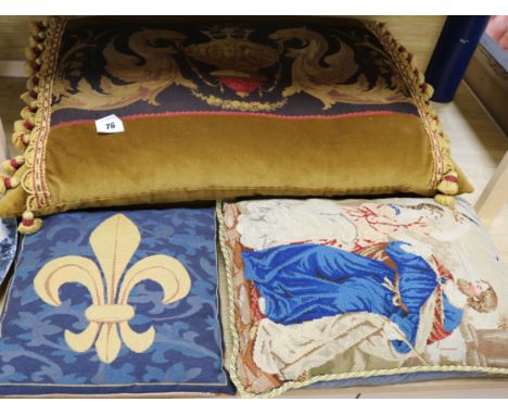 Four needlepoint or tapestry cushions, Aubusson style