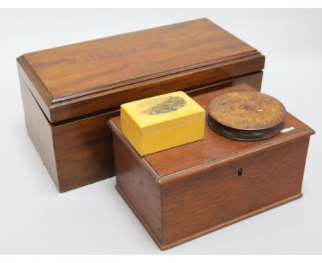 A tea caddy and three other boxes caddy 31 x 14cm
