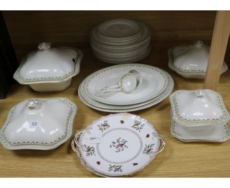 A Wedgwood part dinner service and a pair of Copeland Spode two-handled plates
