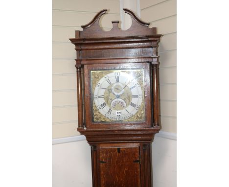 A late George III oak thirty hour longcase clock, by Thomas Haden of Dudley W.52cm