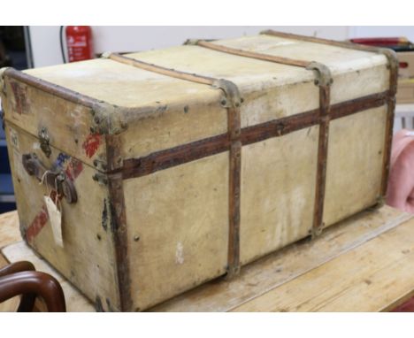 A French vellum trunk W.90cm