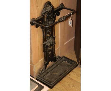 A Victorian cast iron stick stand W.44cm