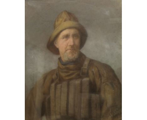 Ernest Gustave Girardot (fl.1860-1893): 'Aye Ready' - John Owston Coxswain of Scarborough Lifeboat - half length portrait, pa