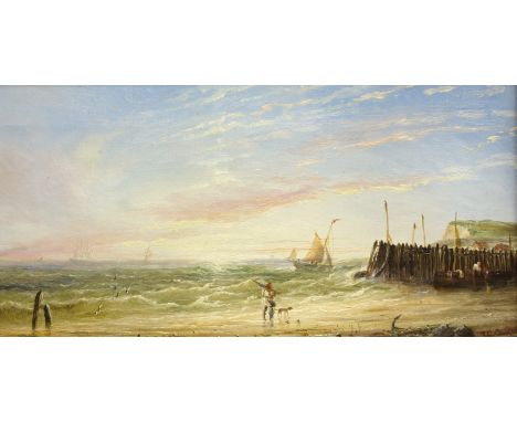 Thomas Rose Miles (British 1844-1916): 'Evening on the Beach near Cromer', oil on canvas signed, titled and signed verso 20cm