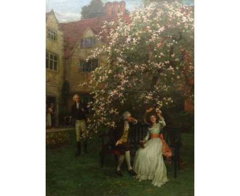 Charles Haigh-Wood (British 1856-1927): 'Under the Apple Blossom', oil on canvas signed 103cm x 79cm Condition Report Excelle