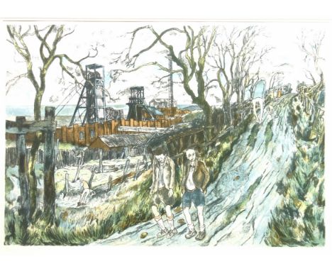 Tom McGuiness (Northern British 1926-2006): 'The Allotments Easington', limited edition coloured lithograph signed titled num