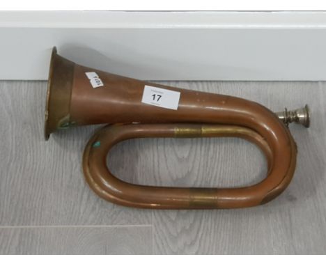 Brass and copper bugle with silver plated mouth piece