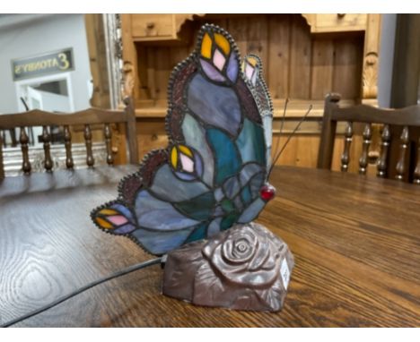 Tiffany style lamp in a butterfly shape