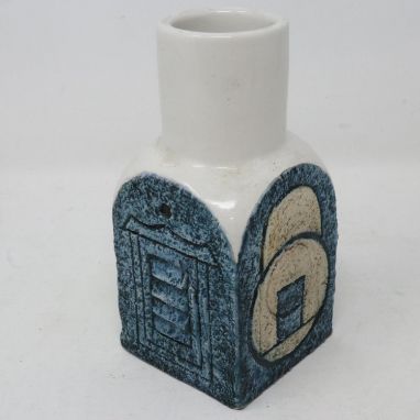 Troika studio pottery vase with glazed funnel top, no cracks or chips, H: 16 cm. UK P&amp;P Group 2 (£20+VAT for the first lo