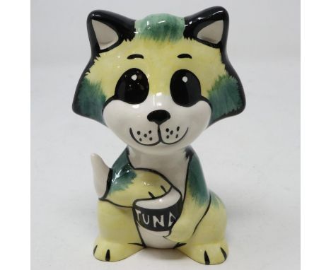 Lorna Bailey cat, Tuna, no cracks or chips, H: 13 cm. UK P&amp;P Group 1 (£16+VAT for the first lot and £2+VAT for subsequent