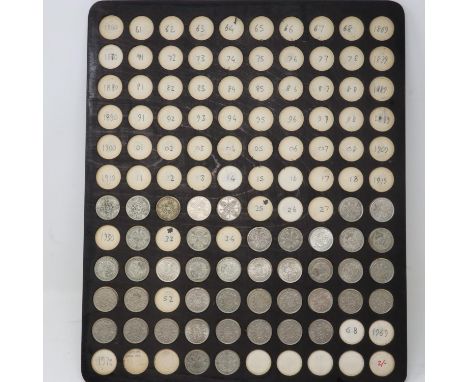 Shadow Board: seventy four silver florins. UK P&amp;P Group 1 (£16+VAT for the first lot and £2+VAT for subsequent lots) 