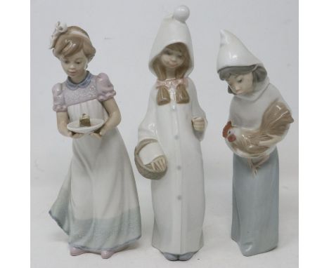 Three Lladro figurines including Happy Birthday 5429, one figurine lacking staff, largest H: 21 cm. UK P&amp;P Group 3 (£30+V