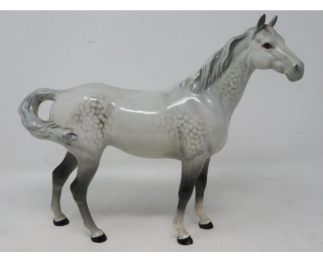 Beswick swish tail dapple grey horse, light crazing but no cracks or chips, H: 21 cm. UK P&amp;P Group 2 (£20+VAT for the fir