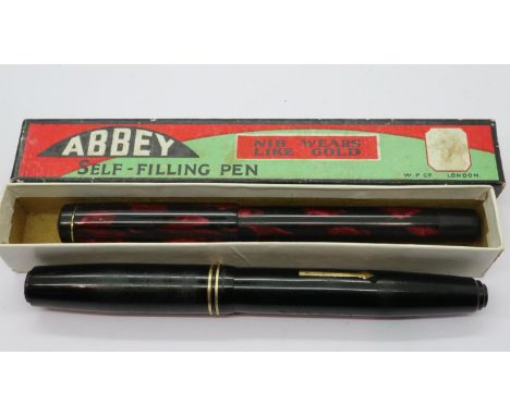 Abbey fountain pen in original box and another both with 14ct gold nibs. UK P&amp;P Group 1 (£16+VAT for the first lot and £2