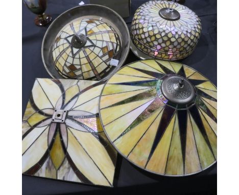 Four Tiffany style ceiling light shades, largest D: 48 cm. Not available for in-house P&amp;P 