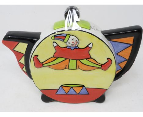 Lorna Bailey clown teapot, no cracks or chips, H: 18 cm. UK P&amp;P Group 2 (£20+VAT for the first lot and £4+VAT for subsequ
