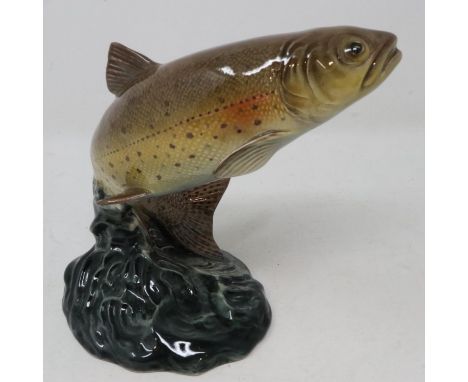 Beswick trout figurine, model 1032, no cracks or chips, H: 16 cm. UK P&amp;P Group 2 (£20+VAT for the first lot and £4+VAT fo