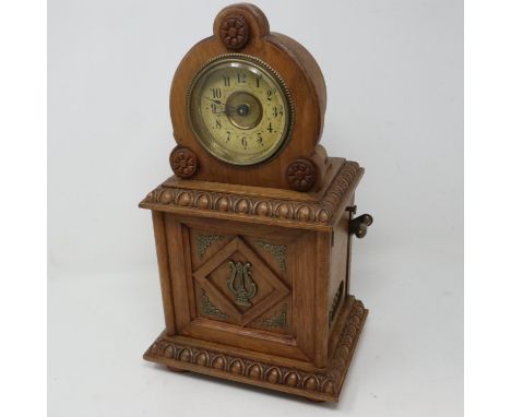 Junghans table clock with symphoniun chime, one disc and walnut case, clock working at lotting, symphoniun not. UK P&amp;P Gr