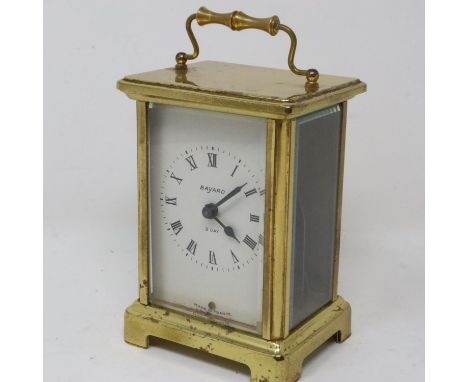 Duverdrey and Bloouel for Bayard 8 day brass framed carriage clock, working at lotting, H: 14 cm. UK P&amp;P Group 2 (£20+VAT