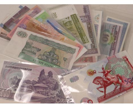 Thirty Five uncirculated world banknotes. UK P&amp;P Group 0 (£6+VAT for the first lot and £1+VAT for subsequent lots) 