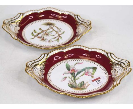 A pair of Copeland Spode floral decorated porcelain dishes, each w.29cmBoth crazed but otherwise appear in good condition, fr