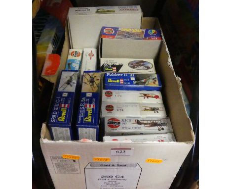 A quantity of Revell and Airfix 1/72 scale plastic kits  to include a Revell Fokker E3, and others