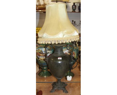 A 19th century samovar, converted into a table lamp, h.84cm (including shade)