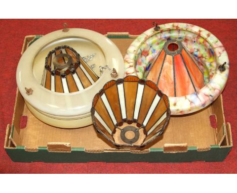 A collection of five 20th century coloured glass light shadesAll appear to be free from damage and chips.