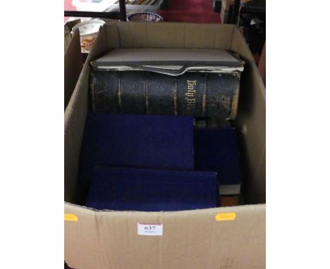 A collection of hard backed books to include a Holy Bible, a quantity of Universal History of the World together with a quant