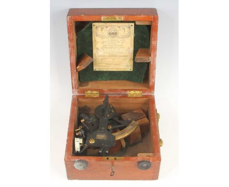 A WW II period Air Ministry issue 3 1/2 inch radius vernier Husun Flying Boat sextant by Henry Hughes &amp; Son Ltd, London, 