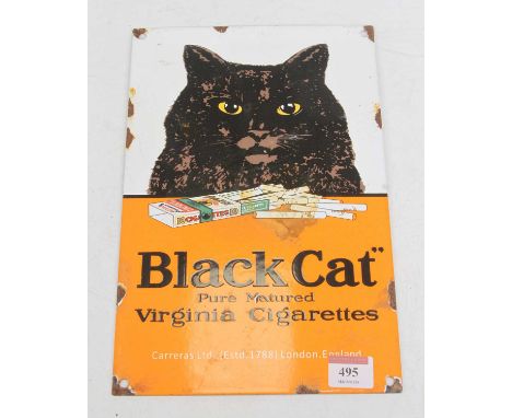 An enamel advertising sign for Black Cat Virginia Cigarettes, 30 x 20cm