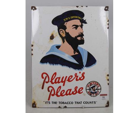 An enamel Player's Tobacco advertising sign, 38 x 29cm 