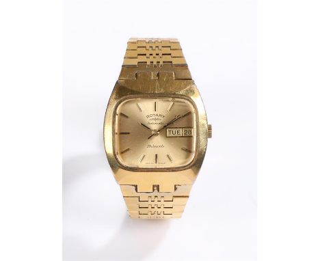 Rotary Automatic gentleman's gold plated wristwatch, with a signed gilt dial and day/date aperture, 25 jewels, with the origi
