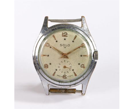 Solo gentleman's wristwatch, the signed sunburst dial with Arabic and baton numerals, subsidiary seconds dial, manual wound, 